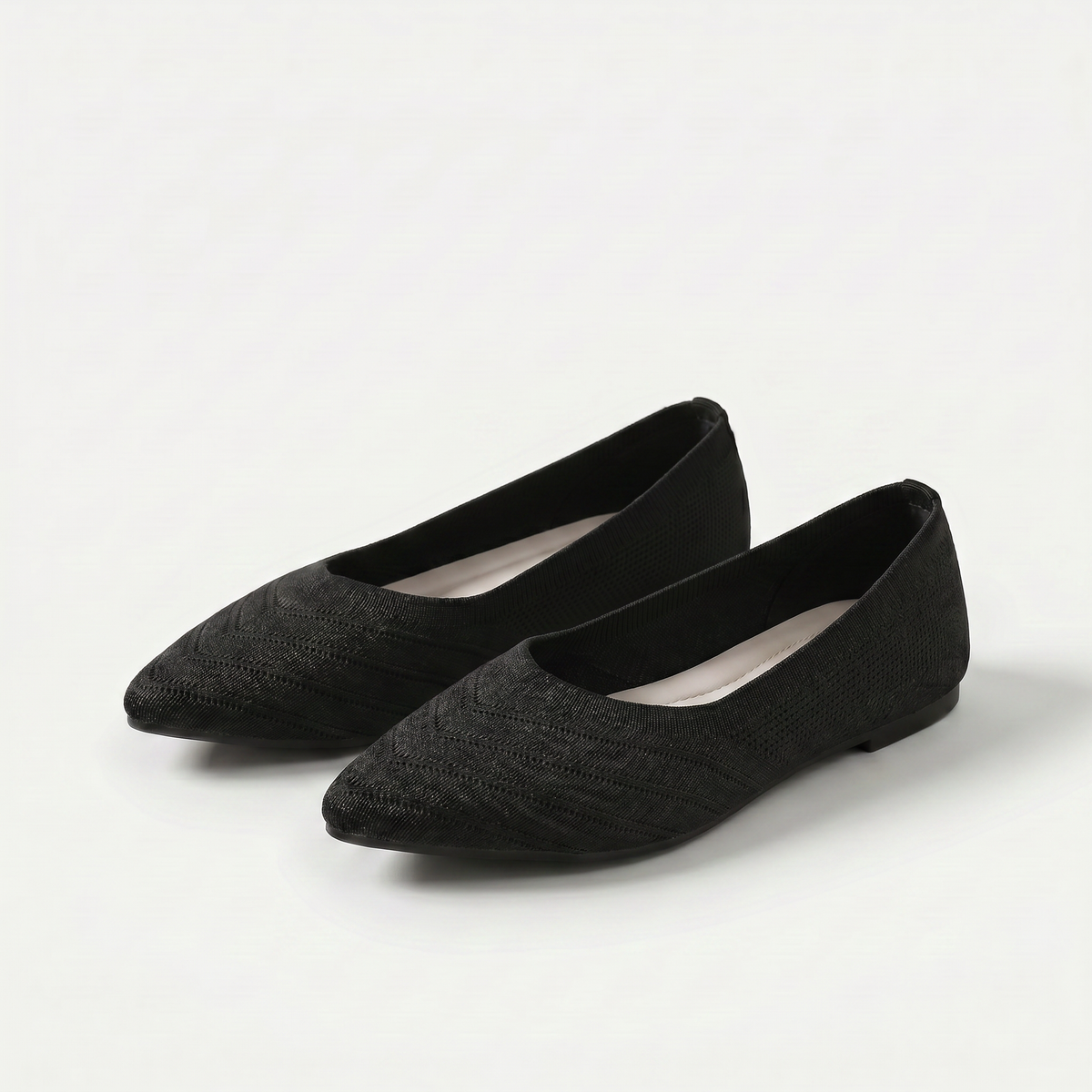 Virginia – Black Orthopaedic Pointed Knit Ballet Flats