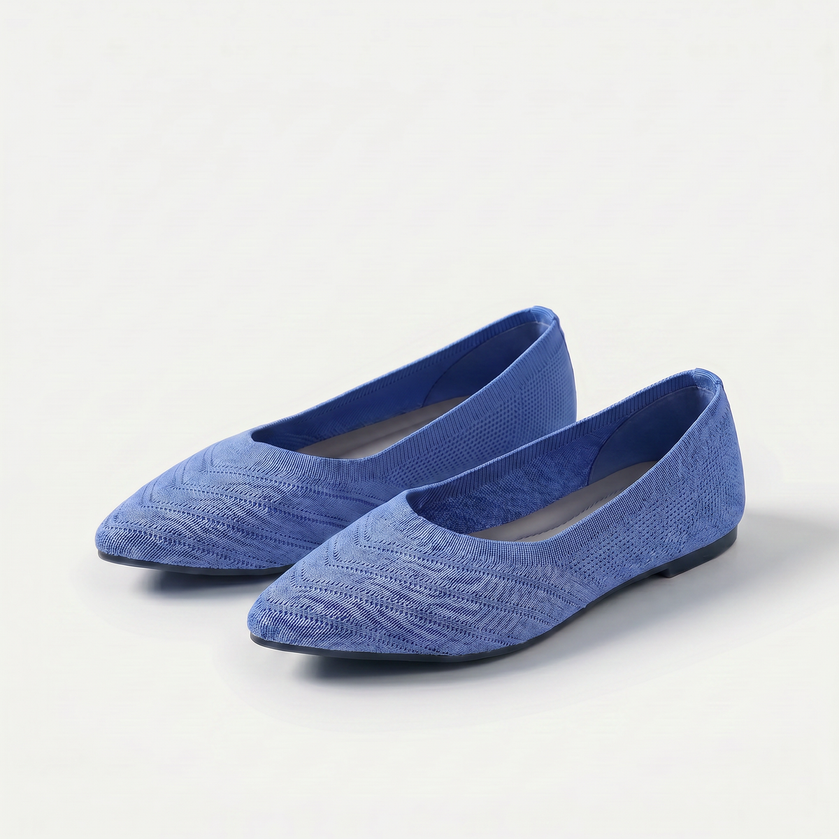 Virginia – Blue Orthopaedic Pointed Knit Ballet Flats