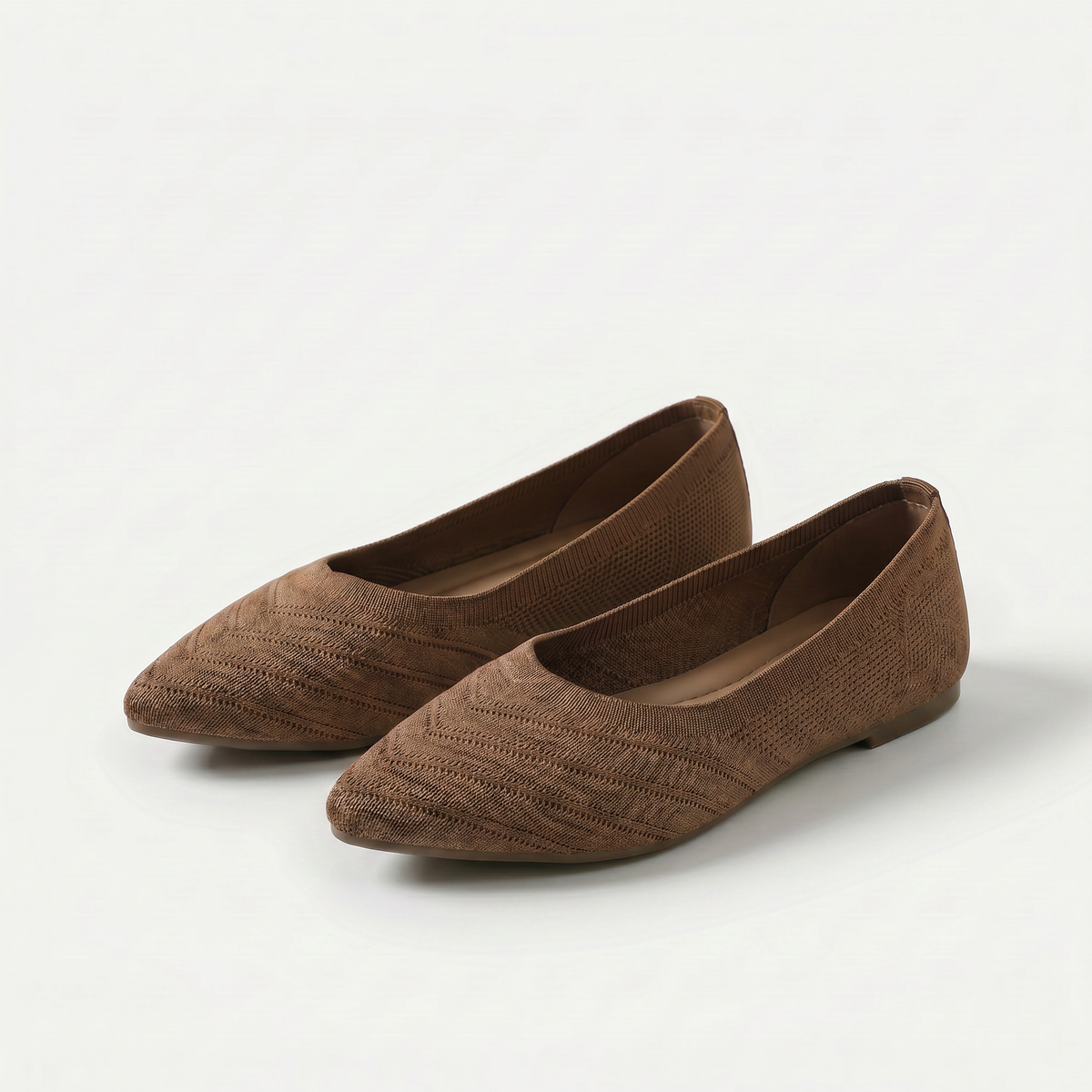 Virginia – Brown Orthopaedic Pointed Knit Ballet Flats