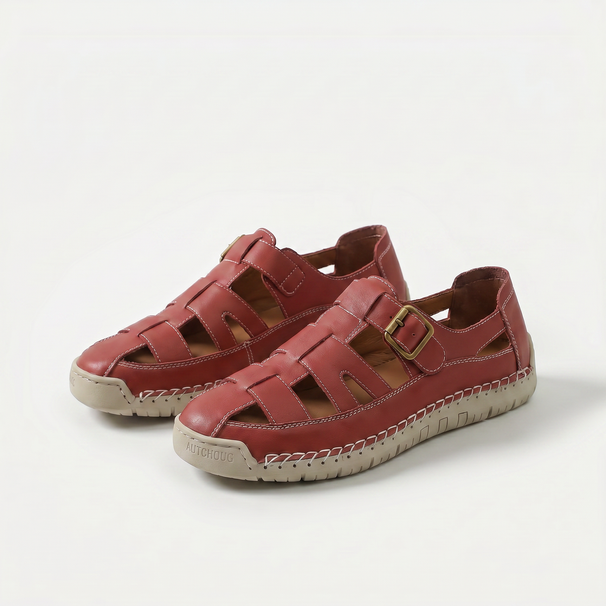 Tamara – Red Orthopaedic Buckle Fisherman Sandals