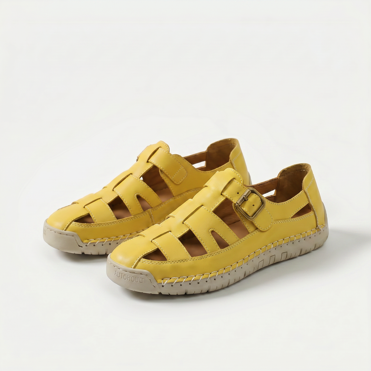 Tamara – Yellow Orthopaedic Buckle Fisherman Sandals