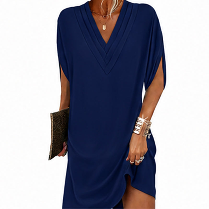 Ottilie™ | V-Neck Pleated Batwing Sleeve Dress For Women
