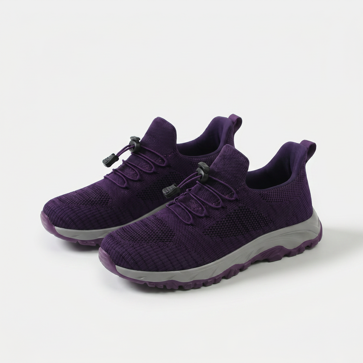 Vicki – Purple Orthopaedic Knit Toggle-Lace Sneakers