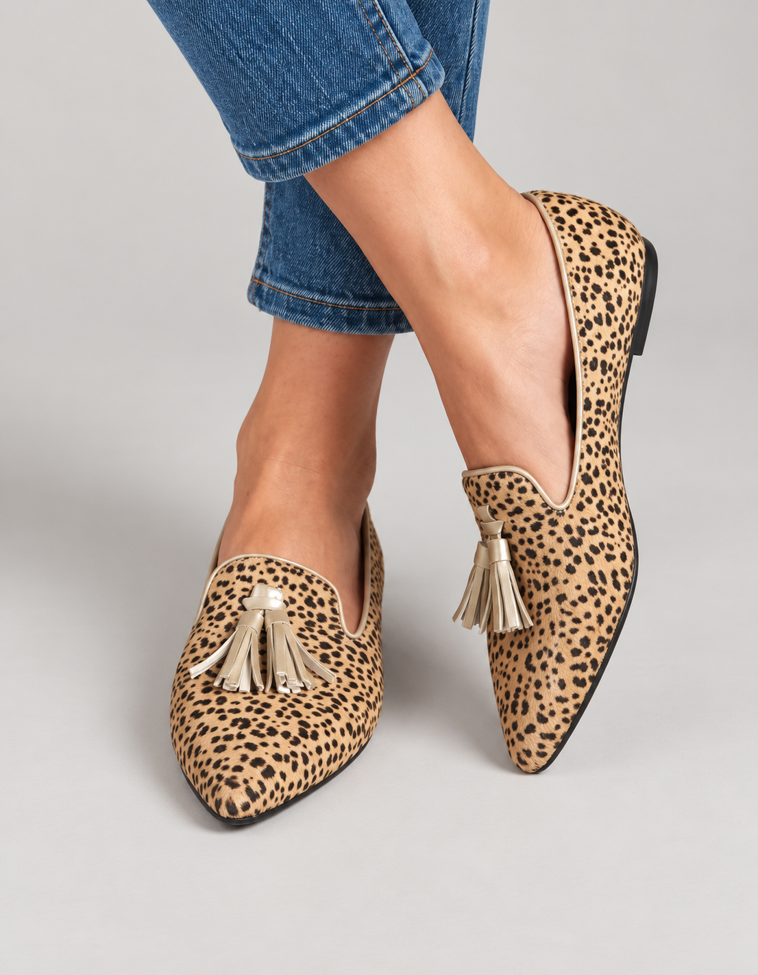 Ginevra Moccasin — Cheetah, Light Gold Tassels