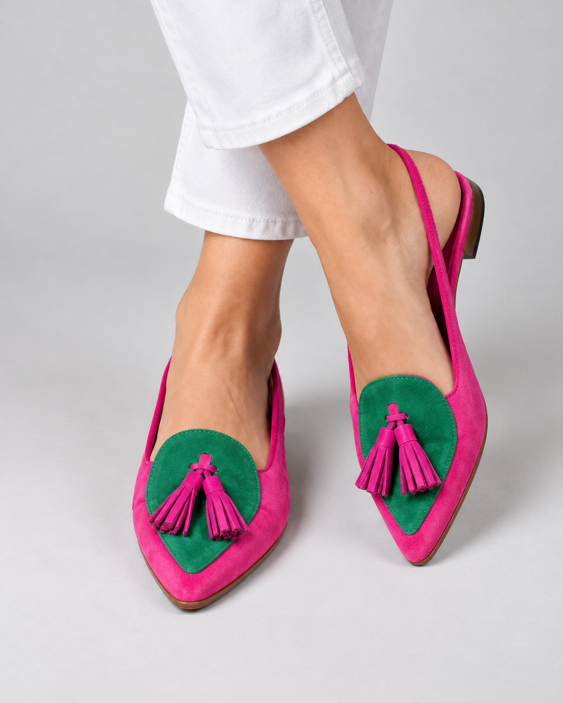 Slingback Elena — Fuchsia and Green