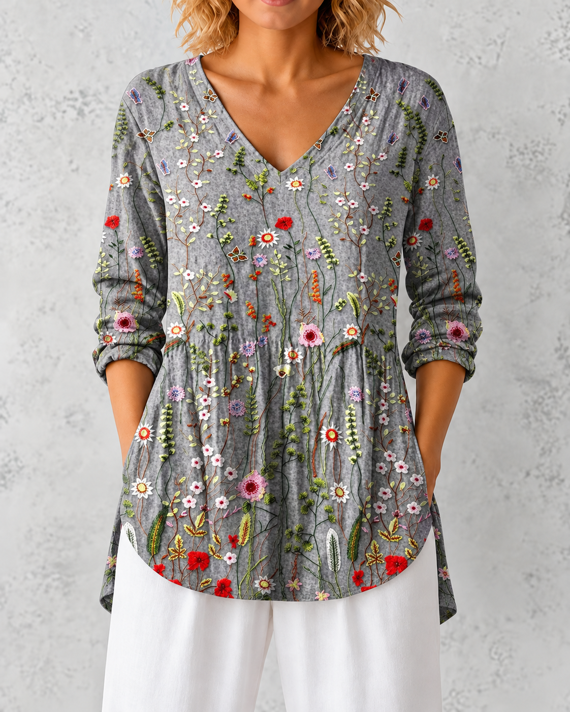 Amelie | Long Blouse with V-Neck