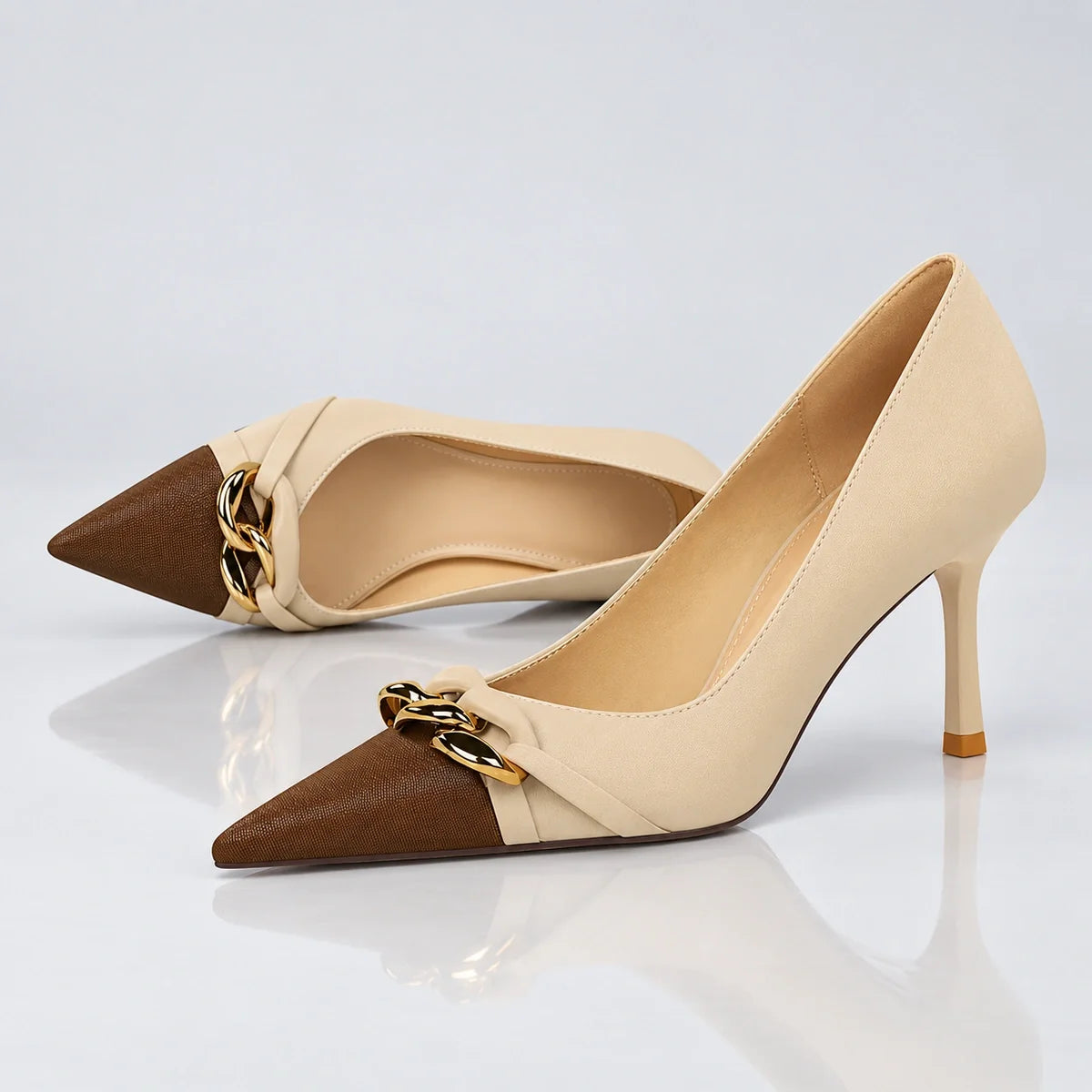 Laure | Gold Chain Heels