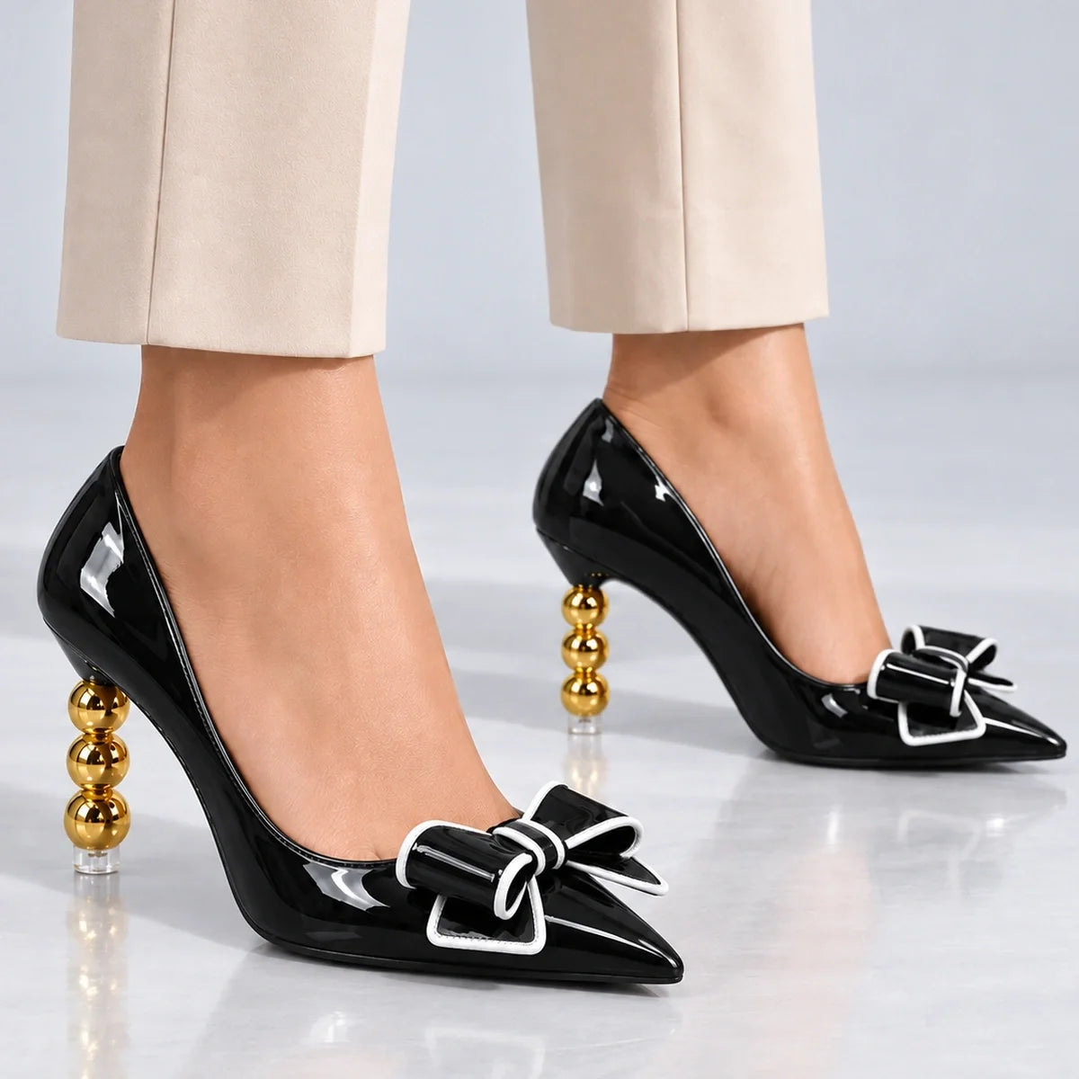 Zelie | Gold Heel Pumps