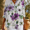 Perpetua | Women's Purple Floral Longline Button-Down Shirt