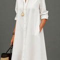 Alison | Women's Classic White Midi Shirt Dress