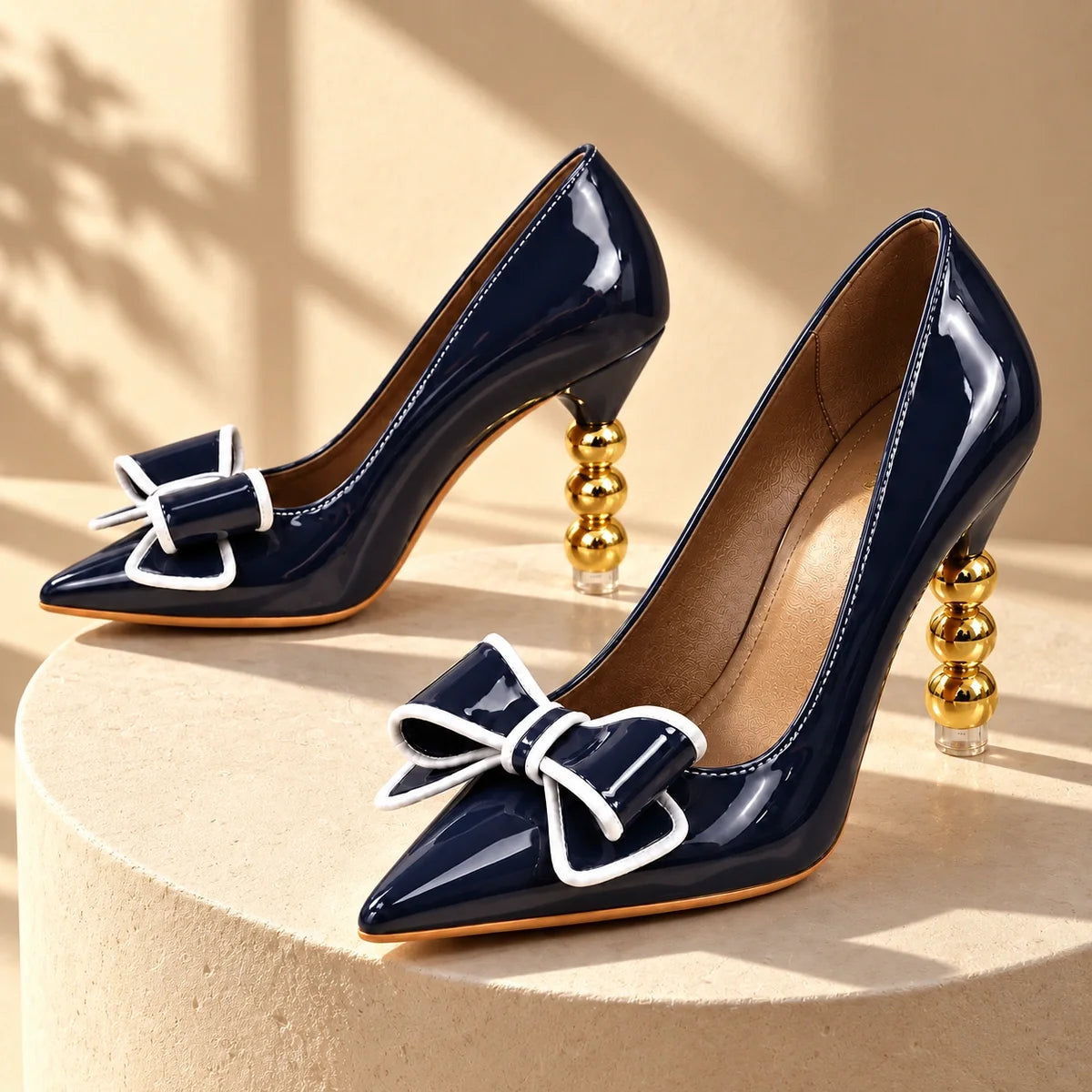 Zelie | Gold Heel Pumps