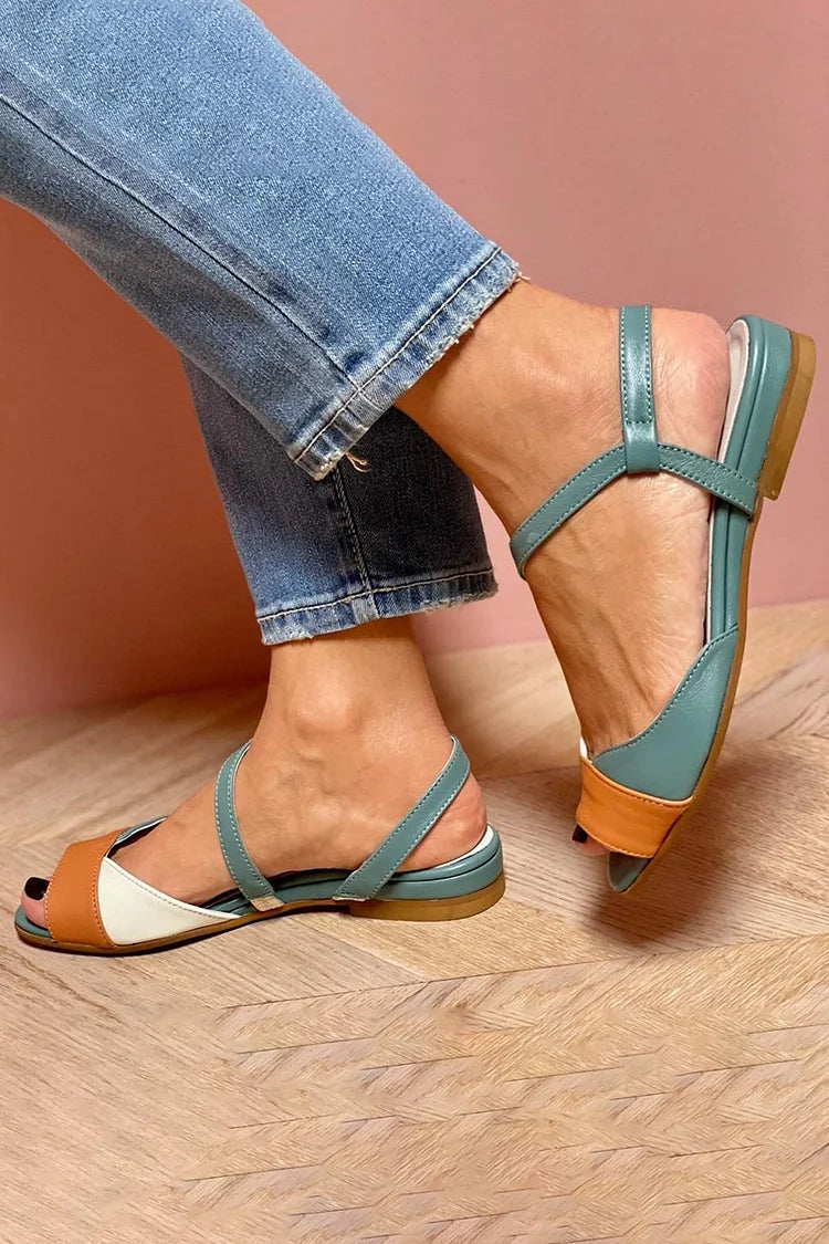 Valda women's colour-block flat ankle-strap sandals