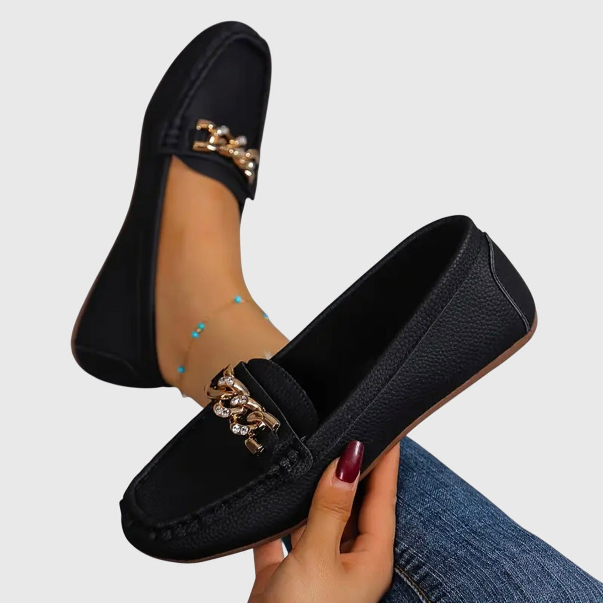 Eden - Orthopedic Flat Diamond Buckle Loafers