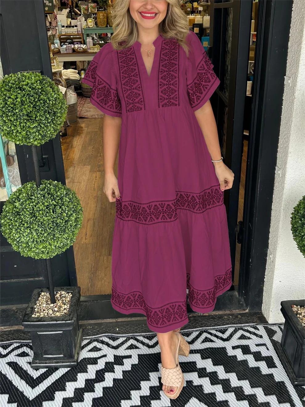 Bianca | Flowing boho dress with V-neck