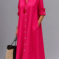 Angela | Women's Raspberry Pink Midi Shirt Dress