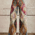 Lisette | Women's Aztec Print Wide-Leg Trousers