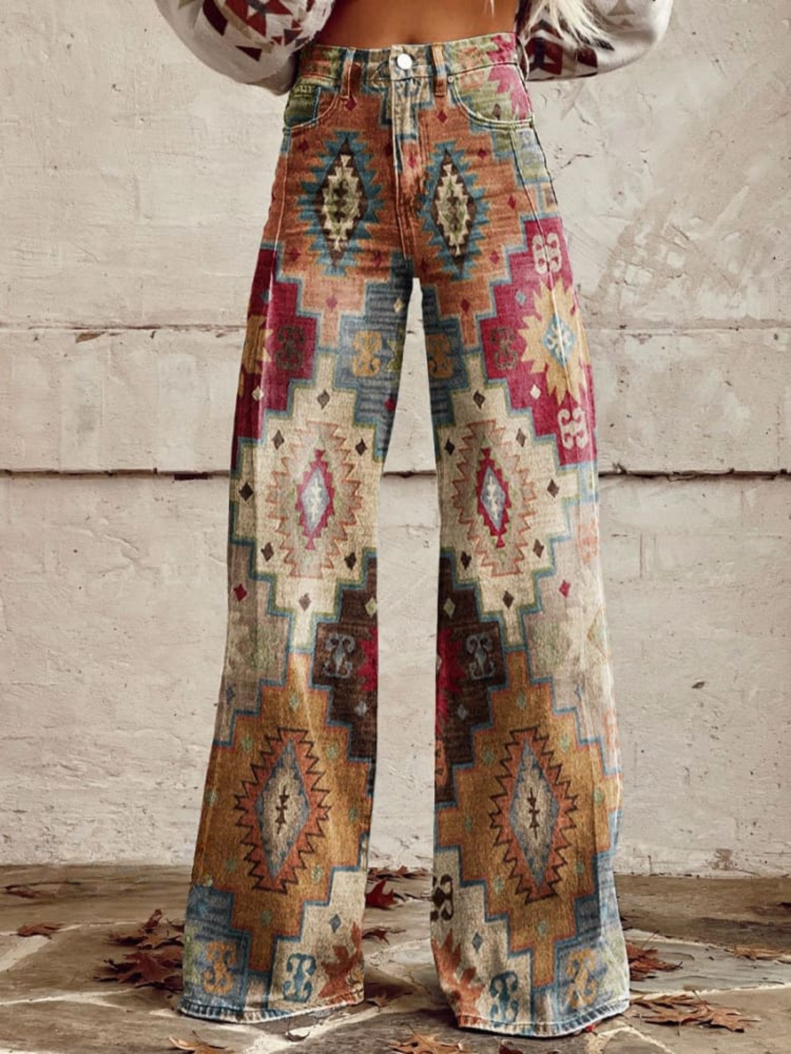 Lisette – Women's Aztec Print Wide-Leg Trousers