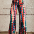 Josiane | Women's Harlequin Print Wide-Leg Trousers