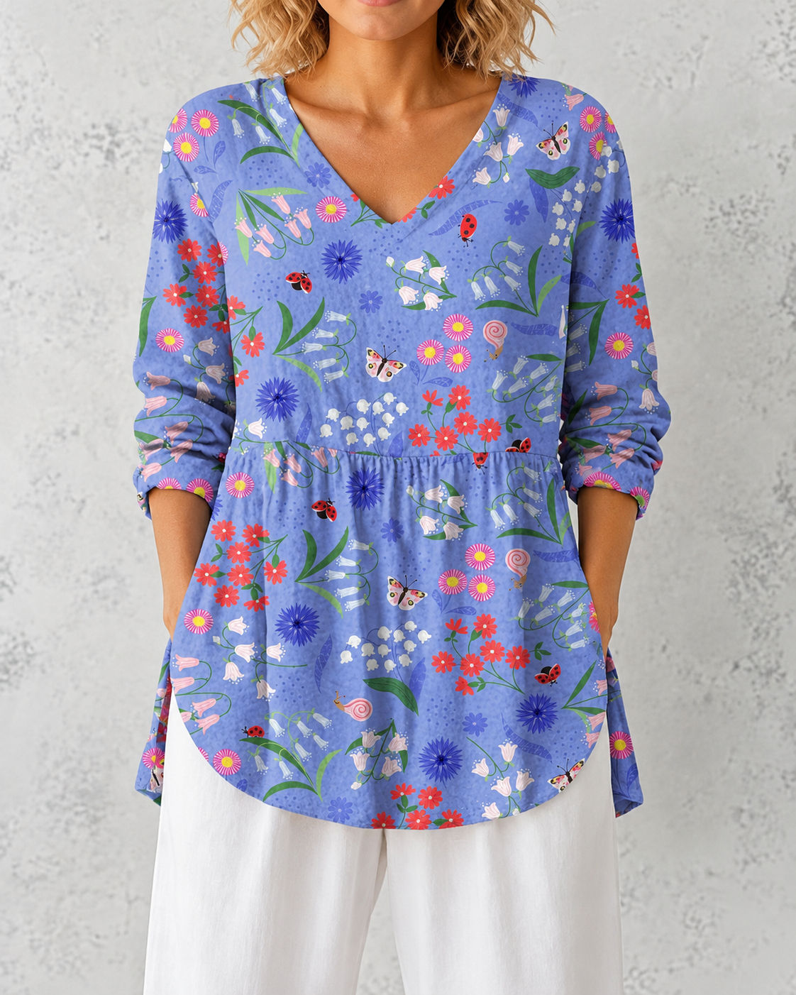 Aline | Long Blouse with V-Neck