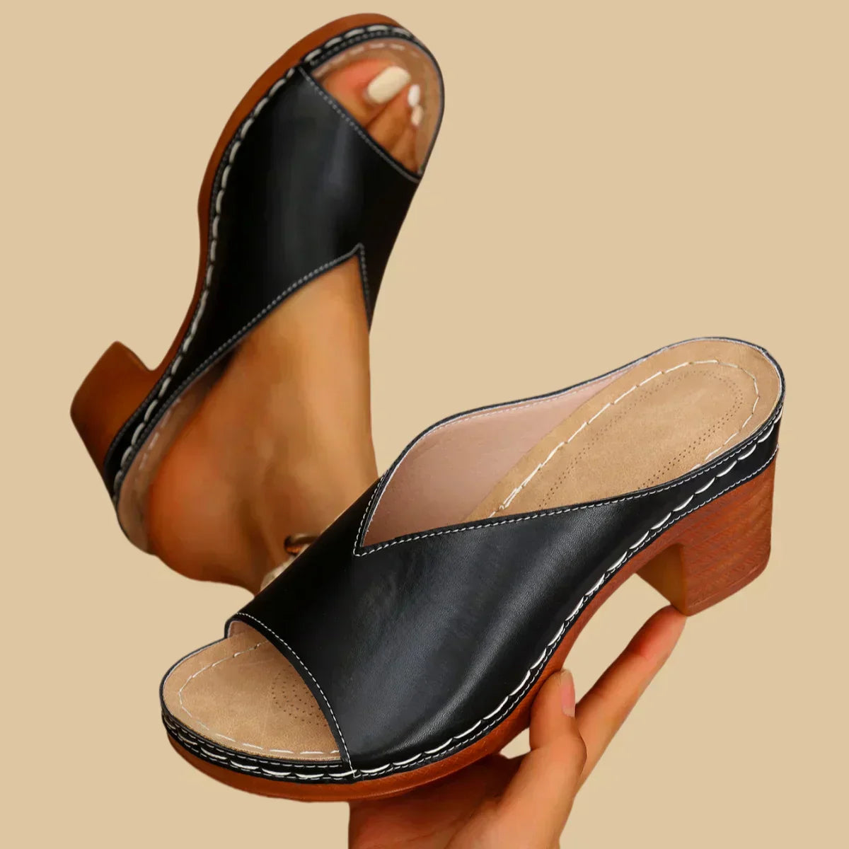 Navy™ | Orthopedic Thick Heel Sandals