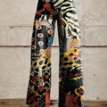 Rosine | Women's Artistic Print Wide-Leg Trousers
