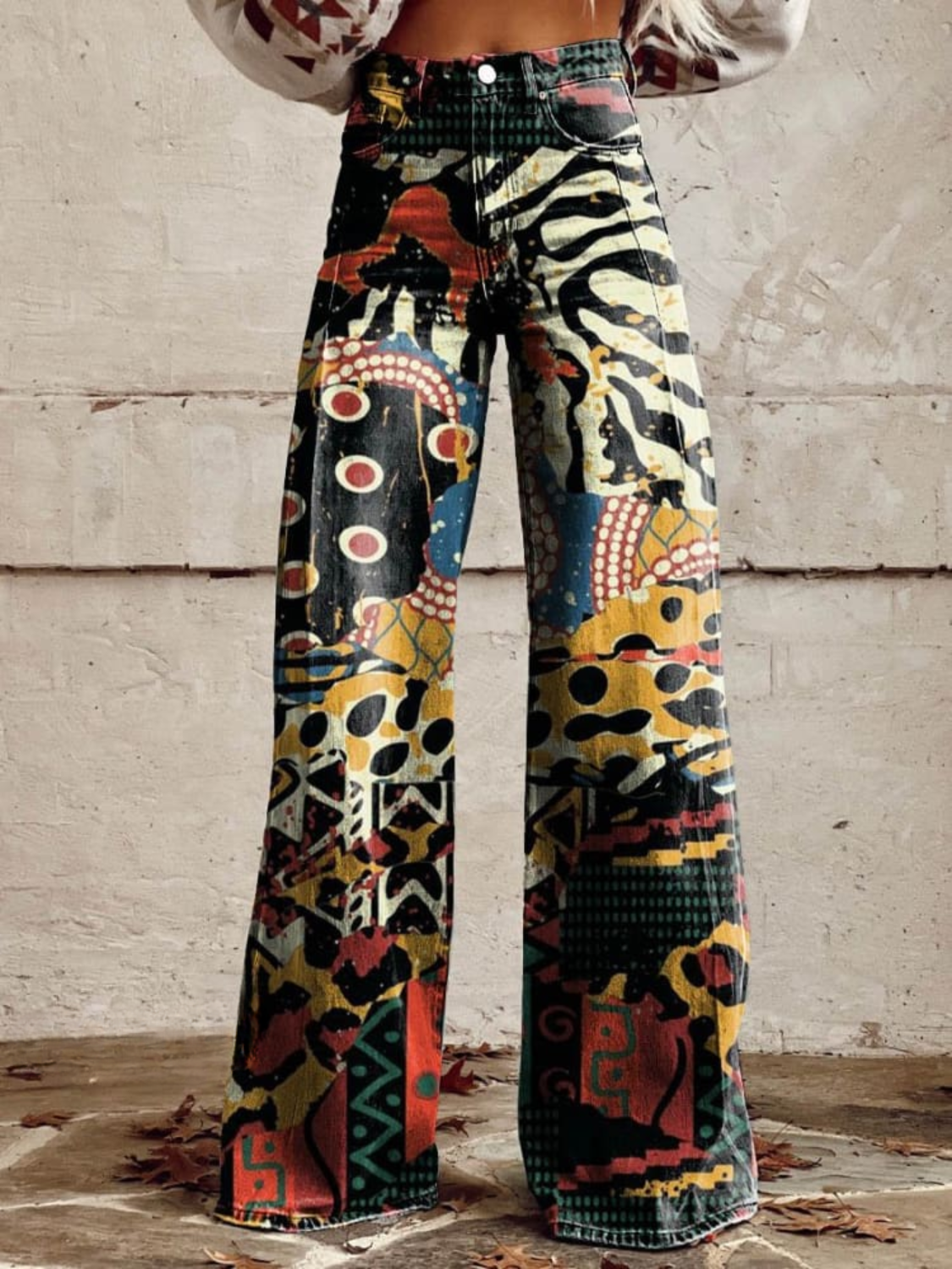 Rosine – Women's Artistic Print Wide-Leg Trousers