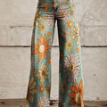 Mireille | Women's Retro Daisy Print Palazzo Trousers