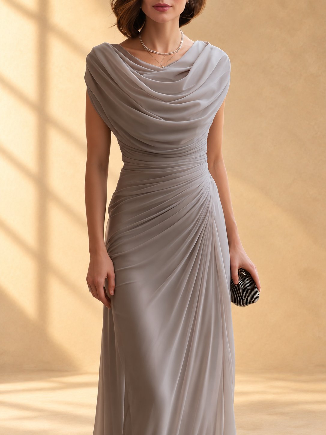 Delphina Draped Cowl-Neck Maxi Dress