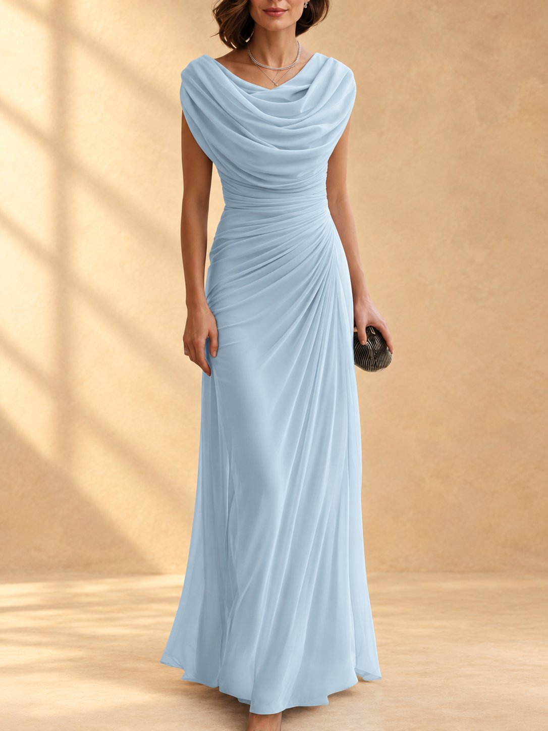 Delphina Draped Cowl-Neck Maxi Dress