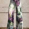 Gisele | Women's Watercolour Floral Wide-Leg Trousers