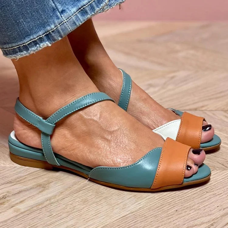 Valda women's colour-block flat ankle-strap sandals