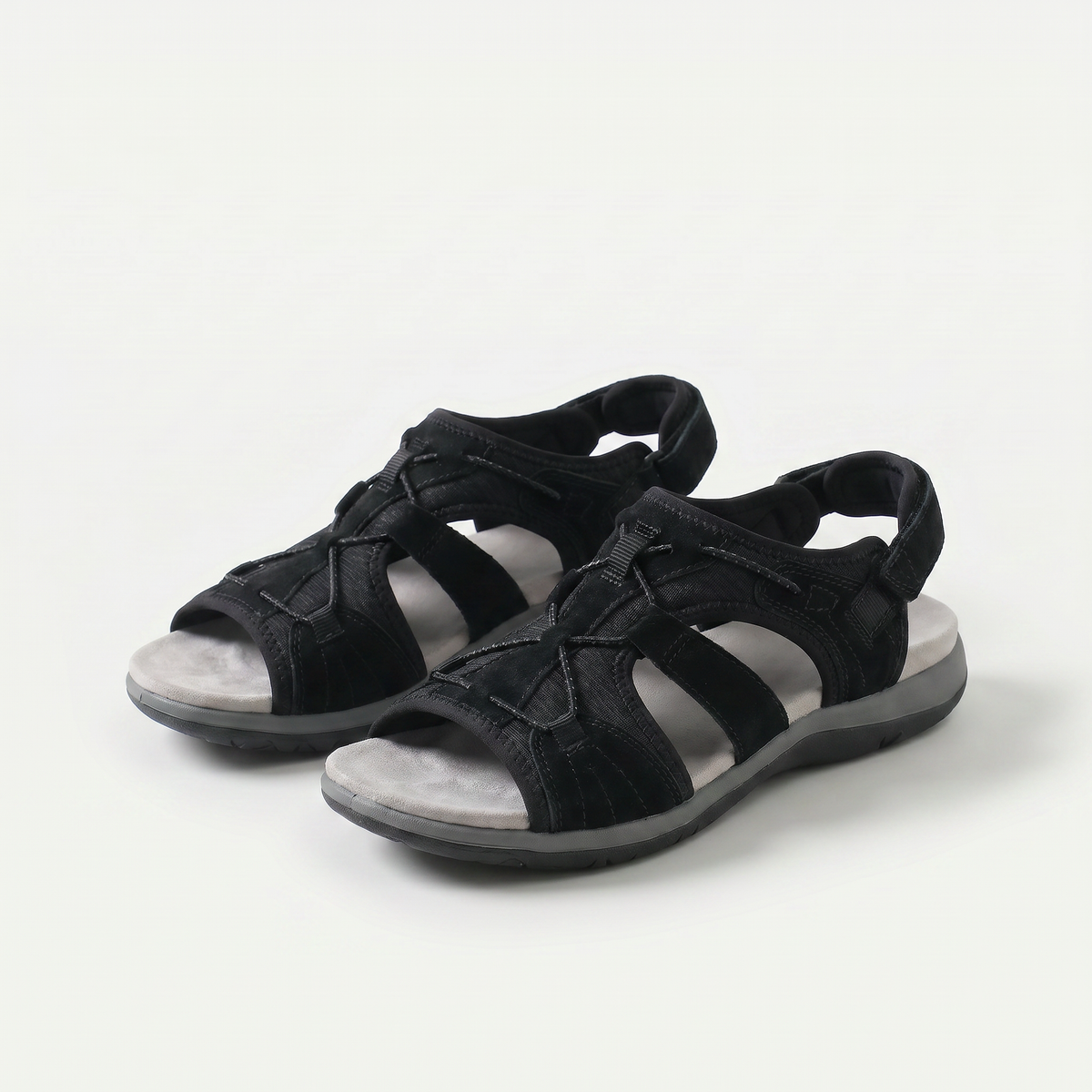 Carys – Black Orthopaedic Bungee Lace Sport Sandals