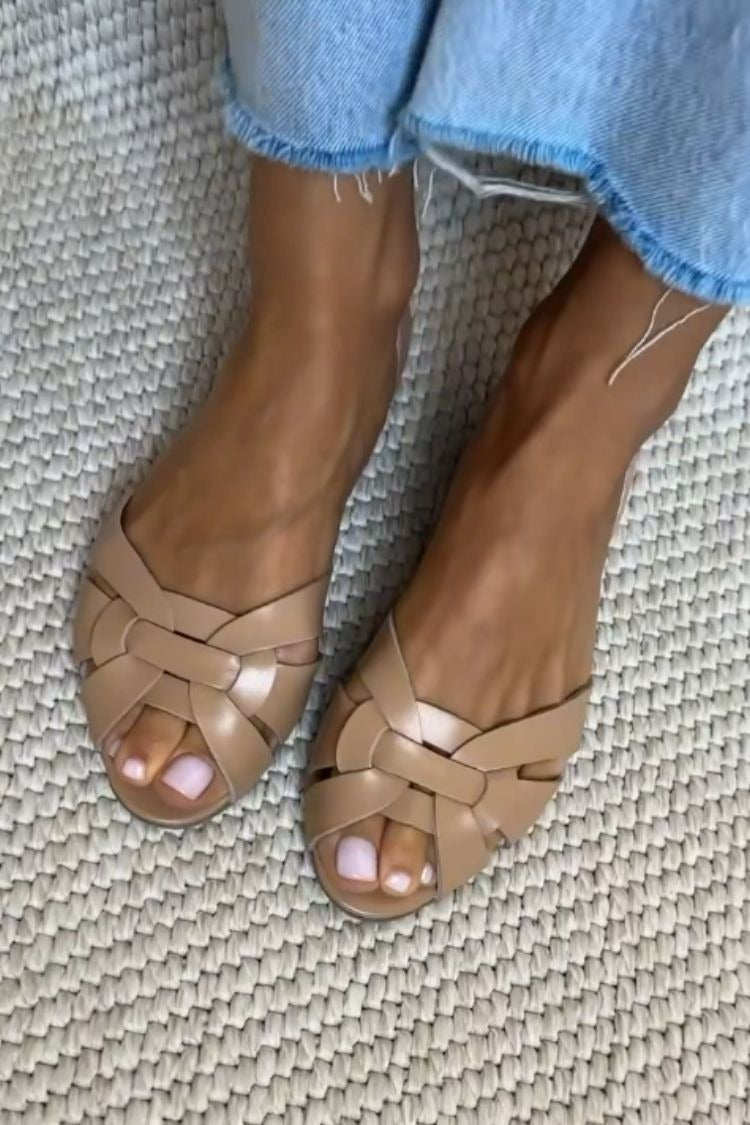 Natasha – Natural Woven Summer Sandals