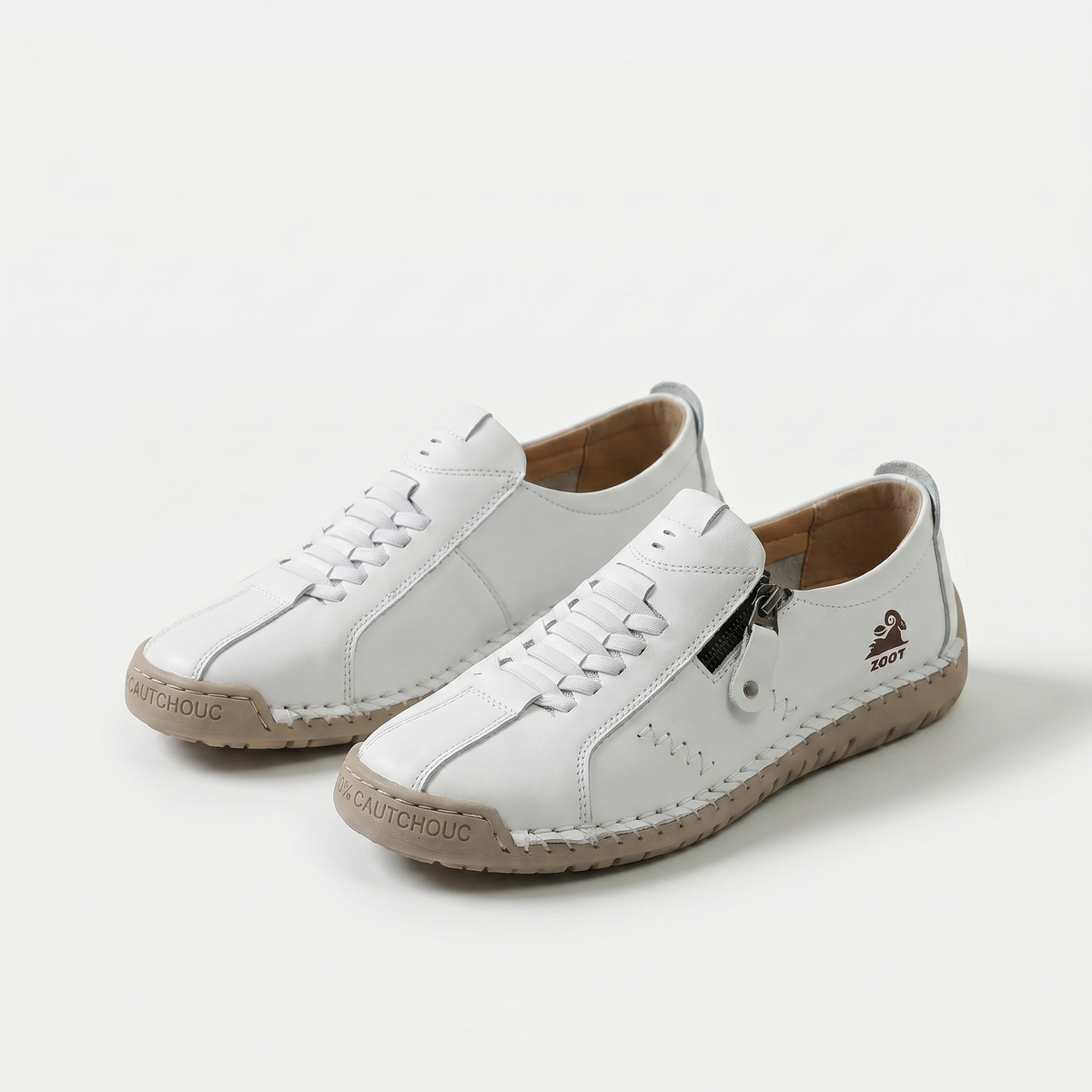 Raelene – White Orthopaedic Vintage Side-Zip Casual Shoes
