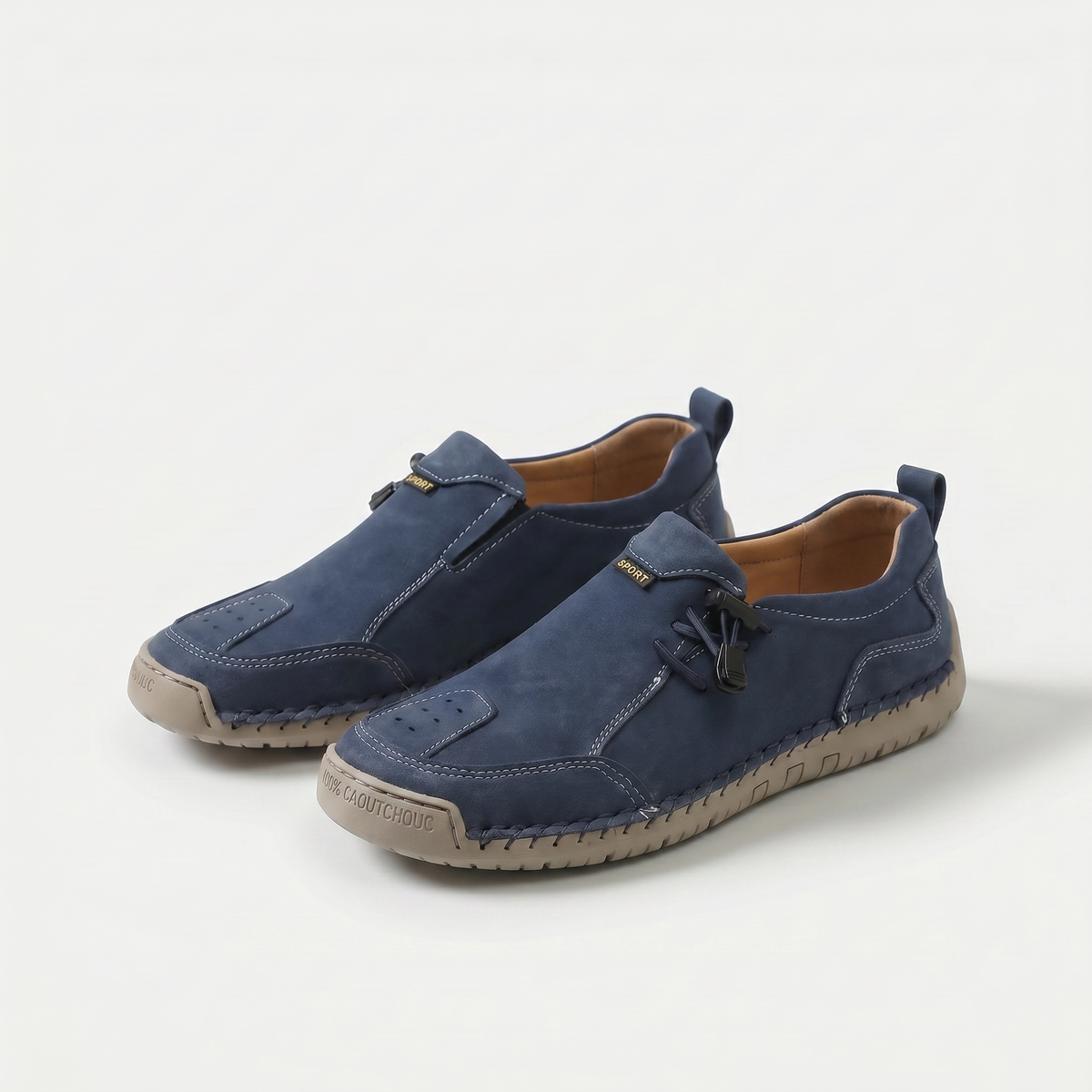 Polly – Navy Blue Orthopaedic Toggle-Lace Slip-On Shoes