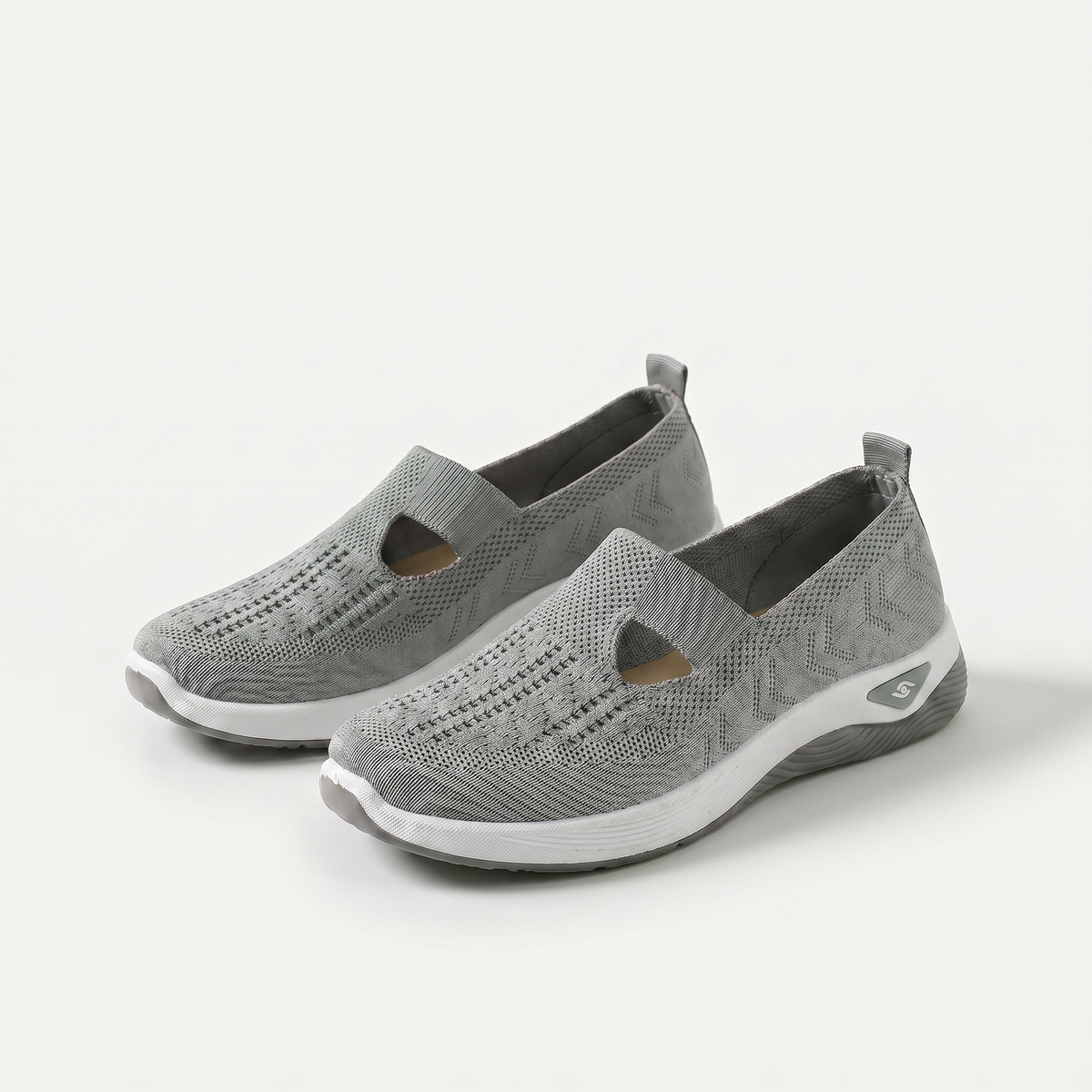 Norma – Grey Orthopaedic Knit Cut-Out Slip-On Shoes