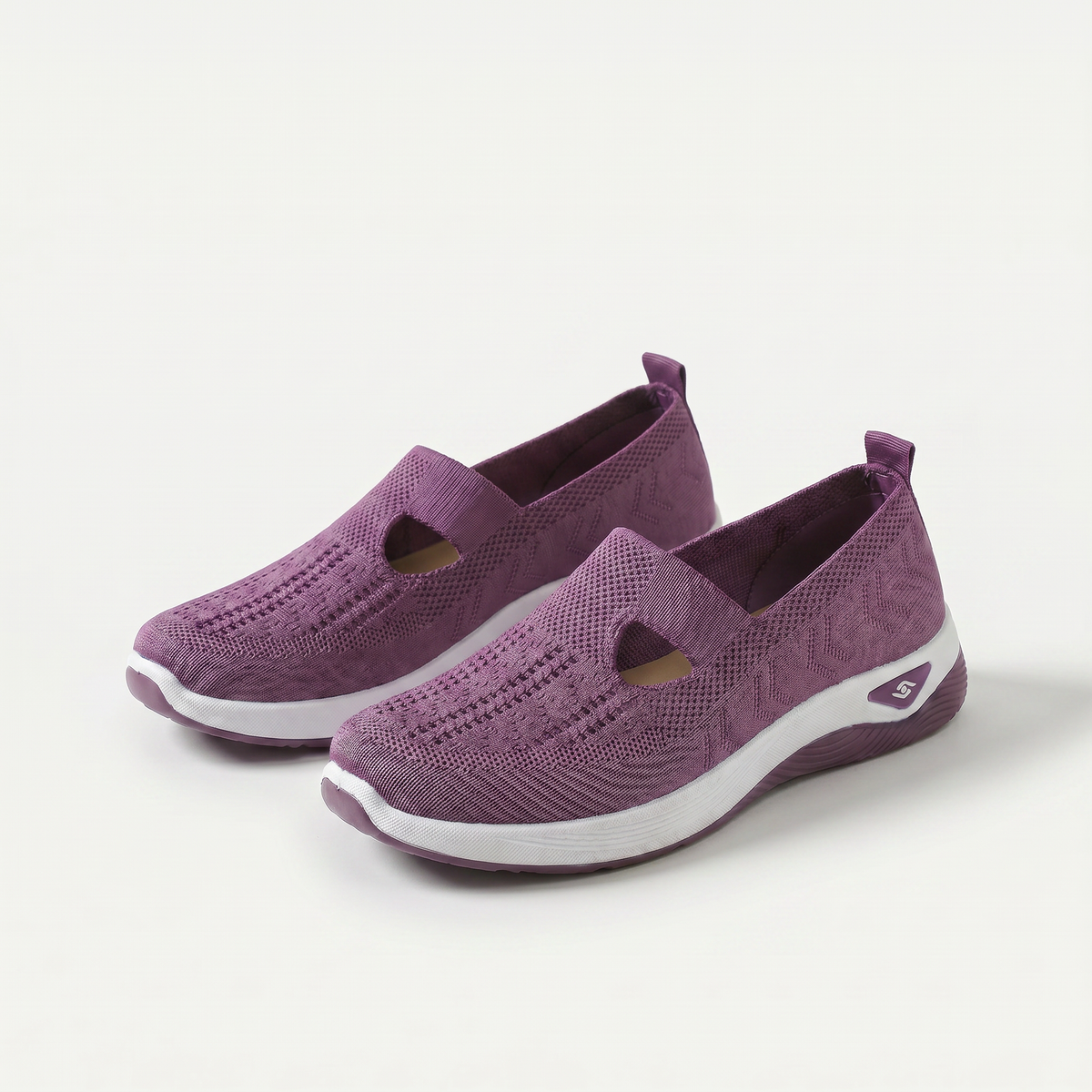 Norma – Plum Orthopaedic Knit Cut-Out Slip-On Shoes
