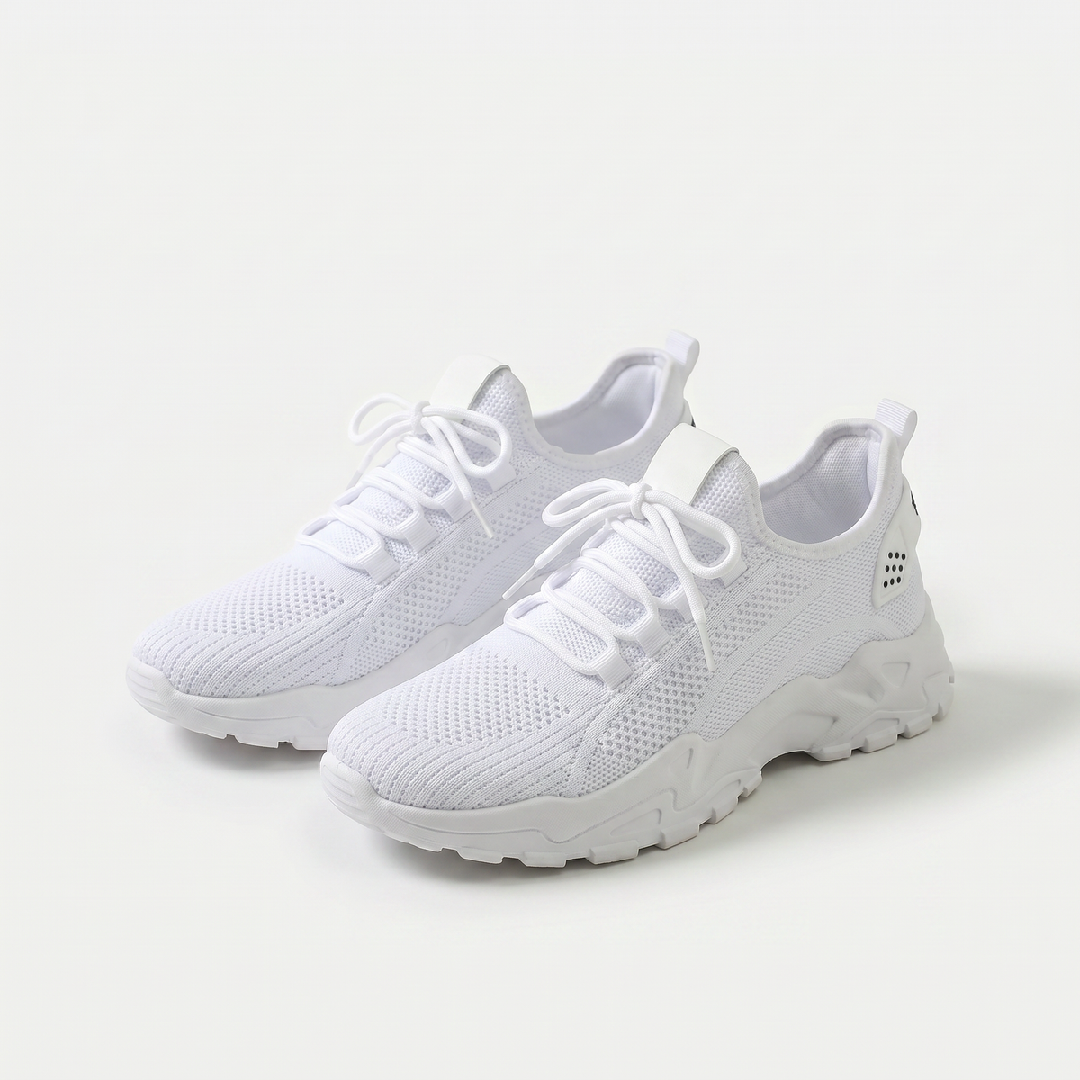 Noelene – White Orthopaedic Knit Platform Sneakers