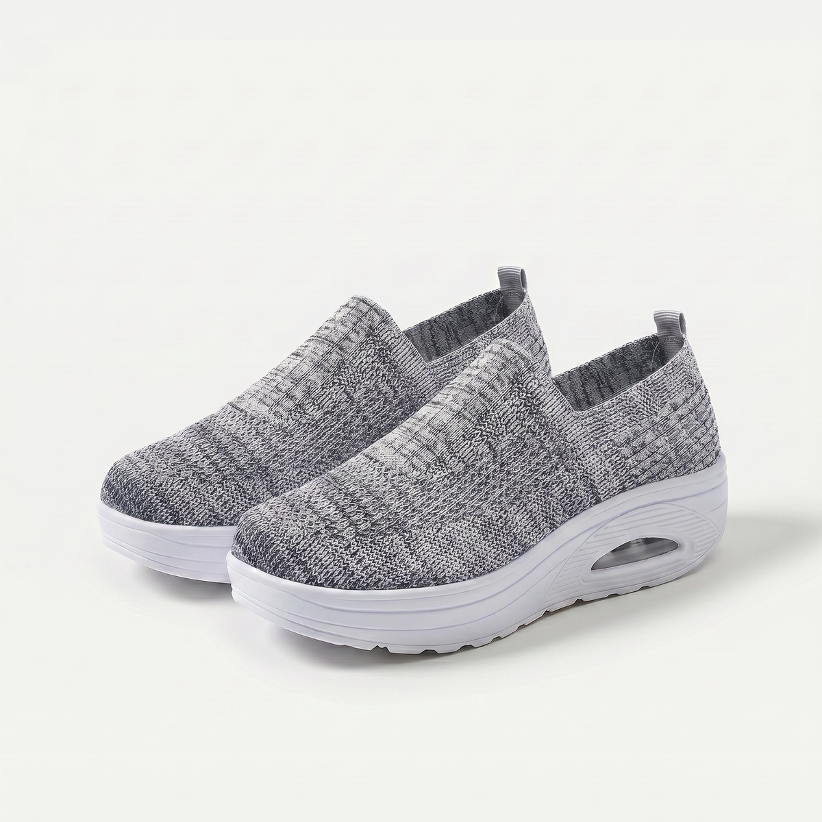 Clarissa – Grey Orthopaedic Knit Slip-On Sneakers