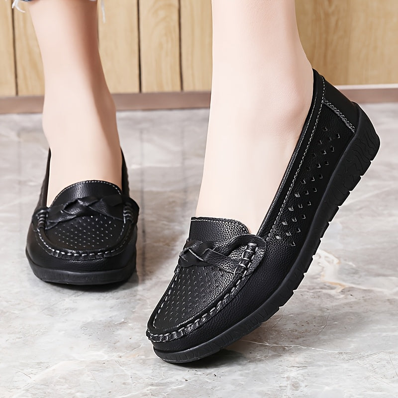 Iona Perforated Comfort Loafers – Black