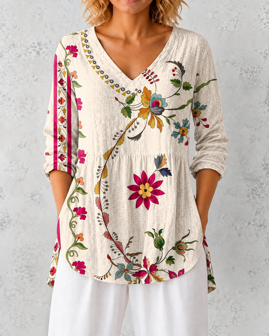 Clara | Long Blouse with V-Neck