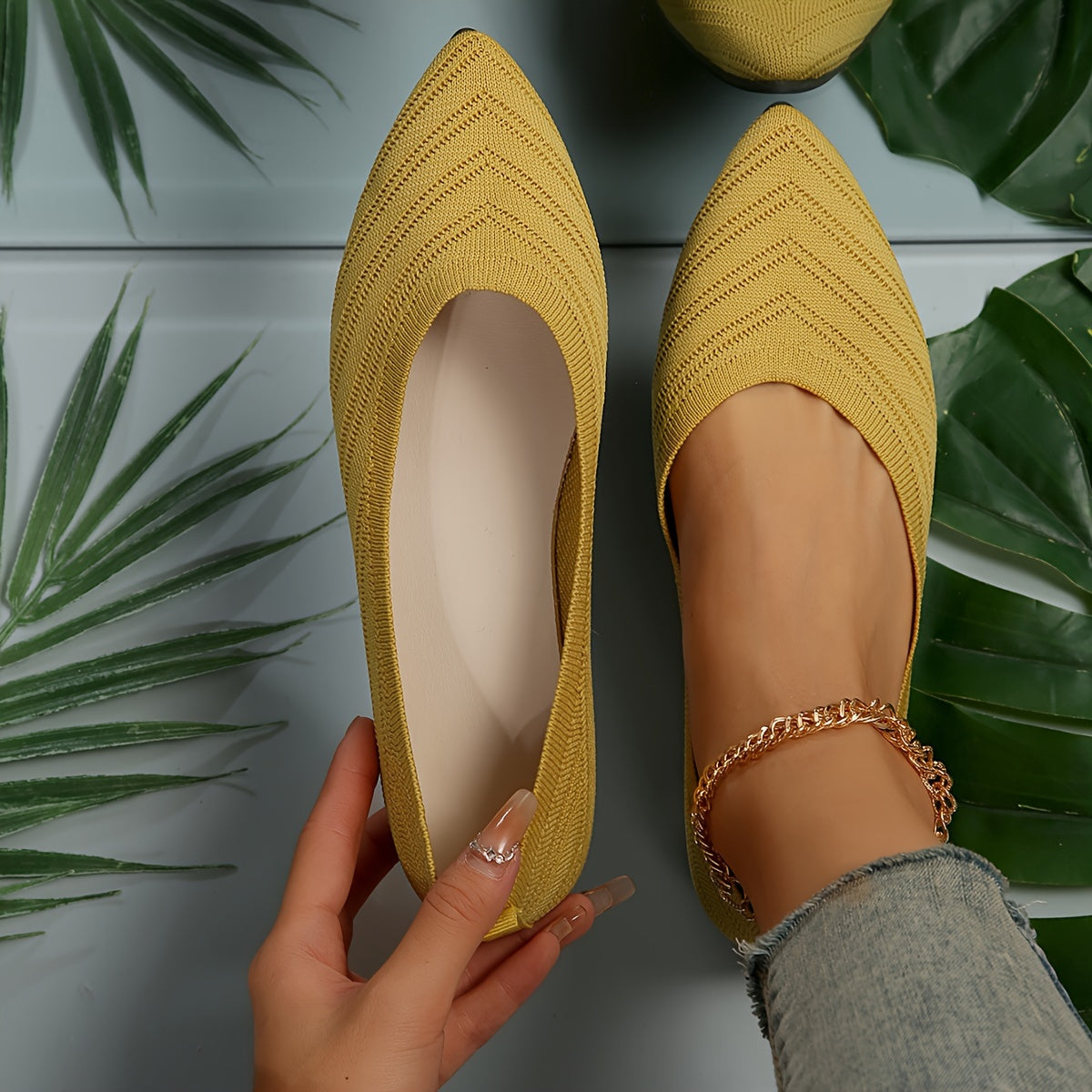 Virginia – Orthopaedic Pointed Knit Ballet Flats