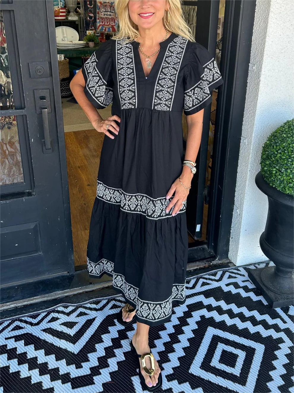 Bianca | Flowing boho dress with V-neck