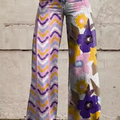 Severina | Women's Floral Zigzag Wide-Leg Trousers