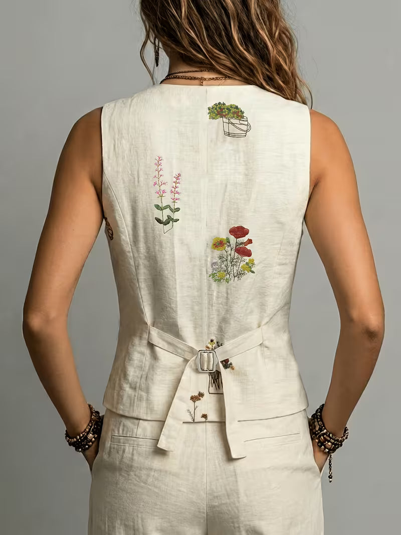 Zarelle | Embroidered Open-Front Gilet.