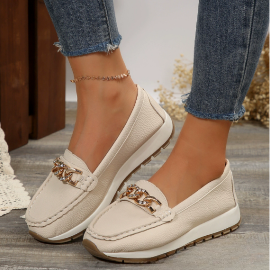 Evelyn - Orthopedic Diamond Buckle Loafers