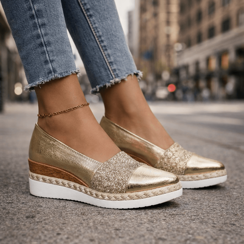 Amelia™ | Luxe Glitter Wedge Sneakers