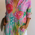 Kirra | Women's Painterly Floral Long-Sleeve Button-Down Shirt