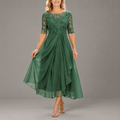 Millicent | Women's Emerald Green Lace Bodice Draped Midi Dress