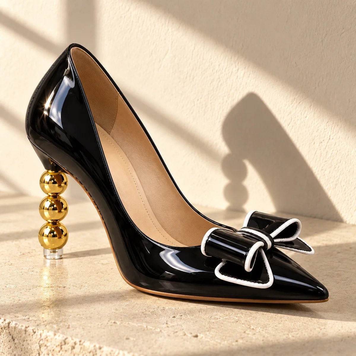 Zelie | Gold Heel Pumps
